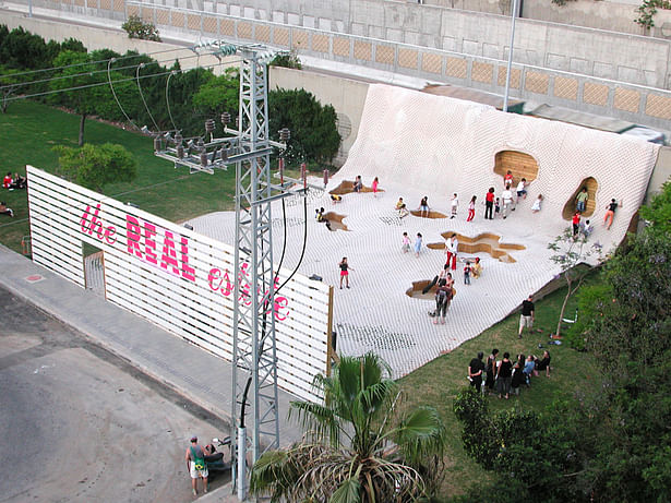 vertical public park at the edge of the city