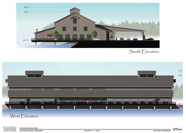 Magnolia Bluffs Casino - west and south elevations