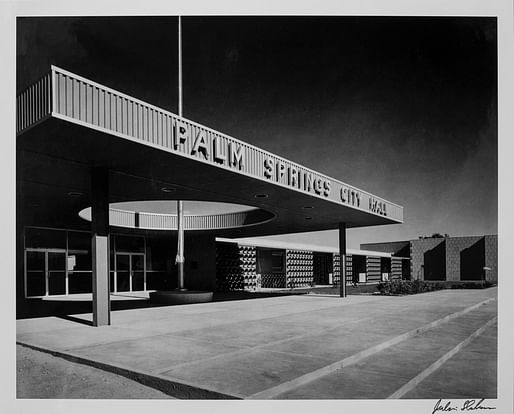 Photographer: Julius Shulman. Architects: Clark, Frey, and Chambers. Palm Springs City Hall, 1958, black and white digital lightjet print, 12 x 14 15/16 inches. Collection of Palm Springs Art Museum, Museum purchase, 29-2007.35. © J. Paul Getty Trust. Getty Research Institute, Los Angeles