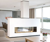 Double sided contemporary fireplace