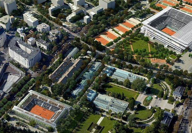 Aerial view of the Rolang Garros area