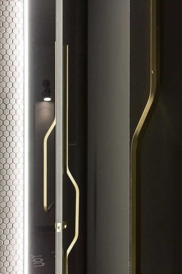 Nightcap by Synecdoche Design - restroom door handles in brass