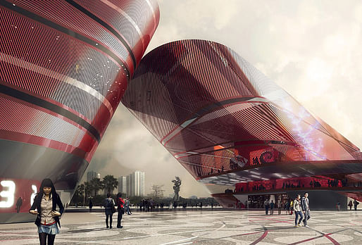 Competition-winning design for the new Cultural Complex in Shenzhen by Mecanoo (Rendering: Doug and Wolf)