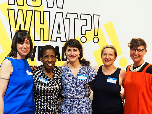 “Now What?!” curators with Michele Gorman, Pratt Institute Liaison and exhibition designer. Photo © Sally Rafson.