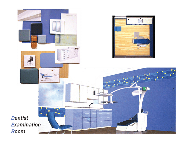 Dental examination room(SketchUp, AutoCAD, actual samples of material and finish)