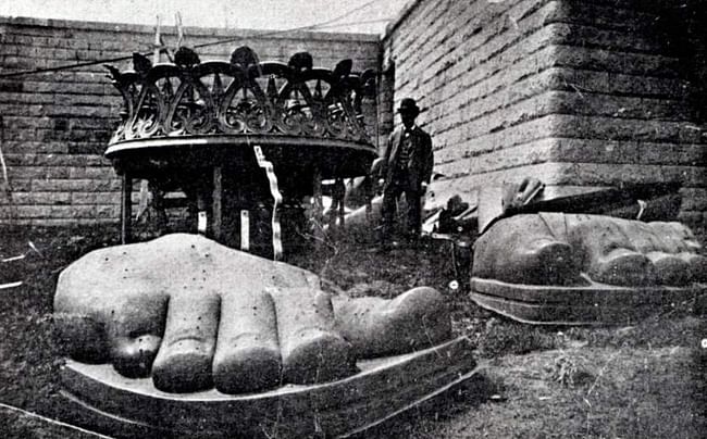 The feet of the Statue of Liberty in 1885. Credit: Universal History Archive—UIG via Getty Images via Time