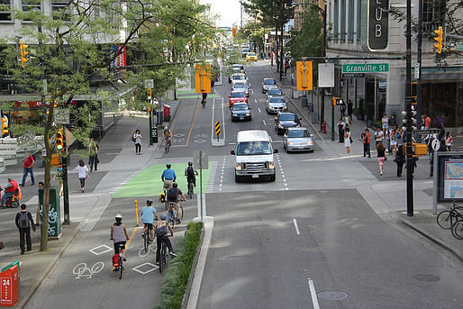 Dunsmuir separated bike lane in Vancouver. Photo: Paul Krueger/Flickr.