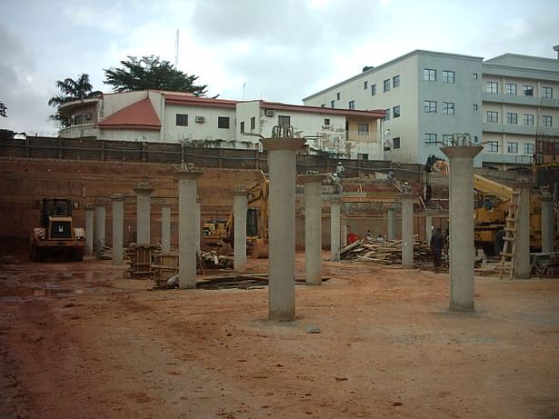 The car park basement level, we had just cast the columns that would support the next level.