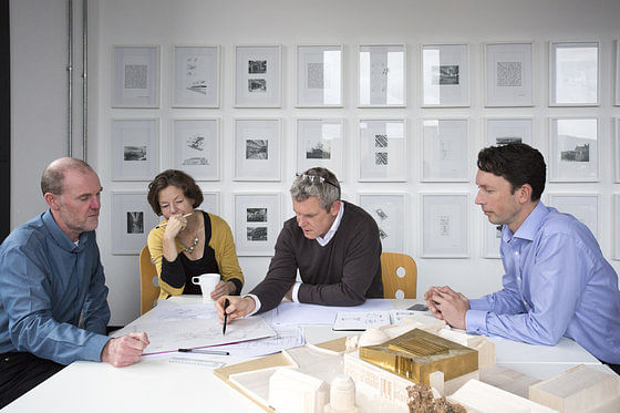 Gareth Hoskins Architects Ltd. (Gareth Hoskins in center with glasses) ©Gillian Hayes, Dapple Photography