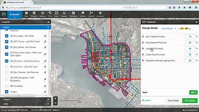 Screenshot of Esri's GeoPlanner, San Diego. Image courtesy of Nadia Amoroso.