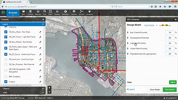 Screenshot of Esri's GeoPlanner, San Diego. Image courtesy of Nadia Amoroso.