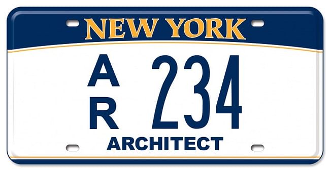 A custom 'Registered Architect' plate. Image via dmv.ny.gov