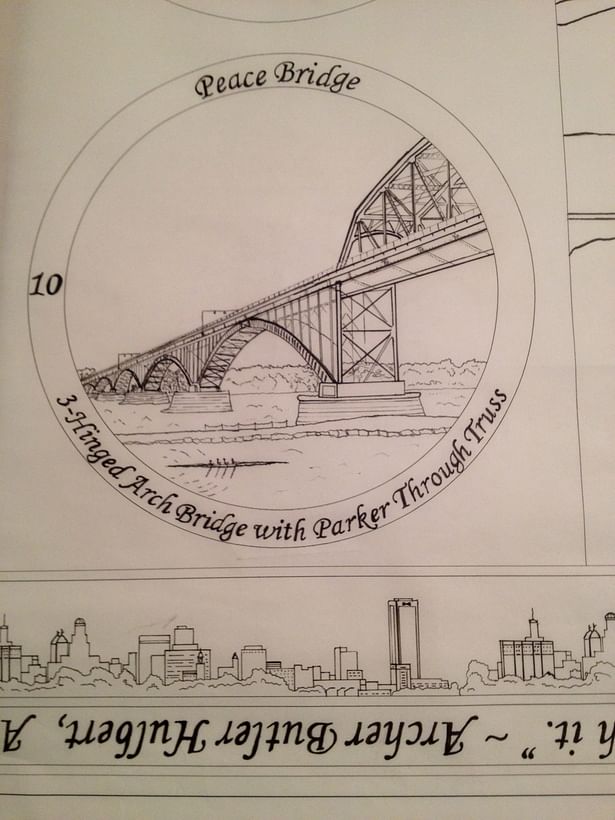Ink drawing of the Peace Bridge