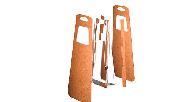 The cardboard Byn is composed of recycled cardboard and bioplastic.