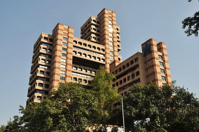 Post-Independence Architecture of Delhi, India. The State Trading Corporation Building (1989) was designed by Raj Rewal, architect of the now-demolished Delhi Hall of Nations, 2017. Photo: INTACH Delhi