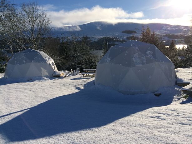 glamping pods in winter