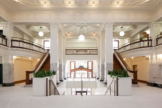 Renovated second floor lobby - historic features were refurbished or reconstructed.