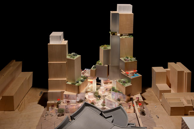 Model of Frank Gehry's conceptual plan for L.A.'s Grand Ave. project.