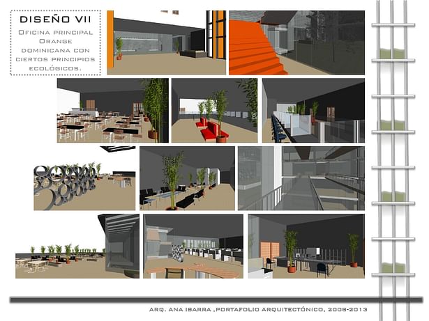 Main building for Orange Dominicana with some ecological principles - 3D images Indoors