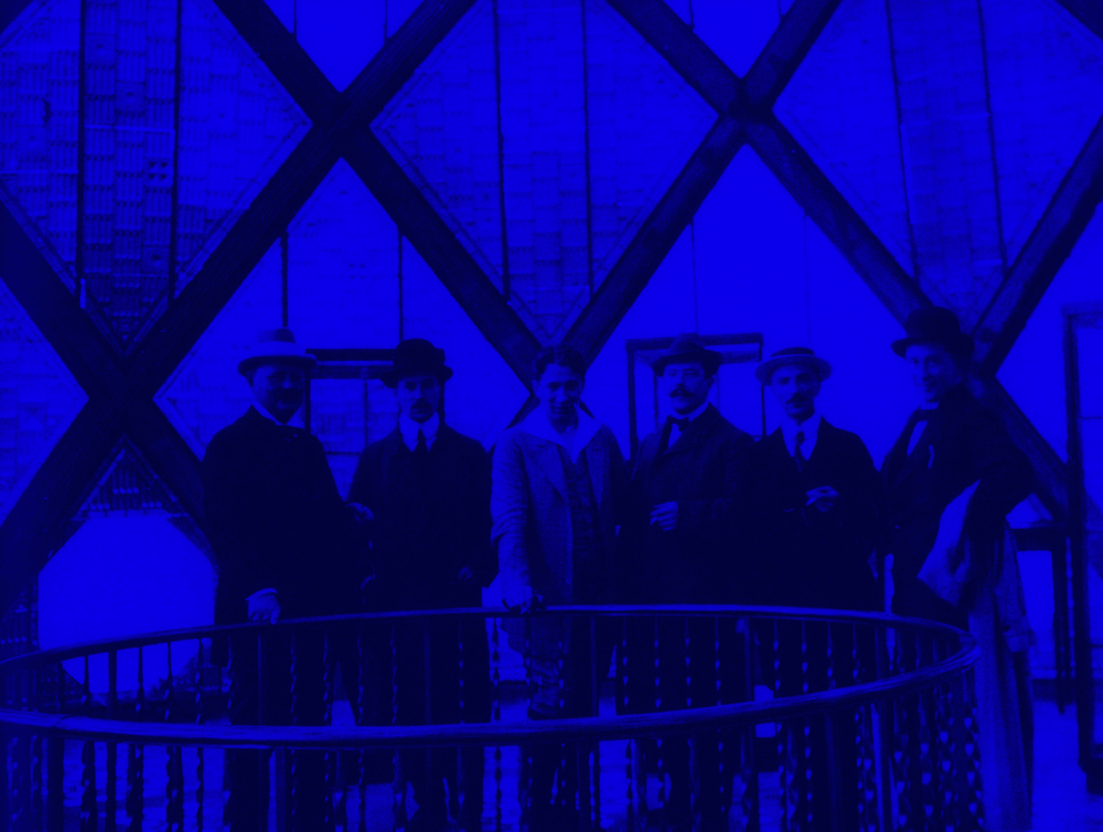 Original image: Paul Scheerbart in the Glass Pavilion, 1914. Via writingcities.com