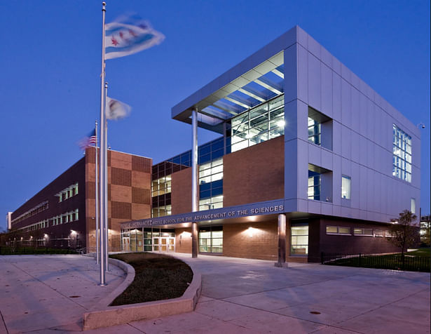 Exterior View Main Entry-Night 