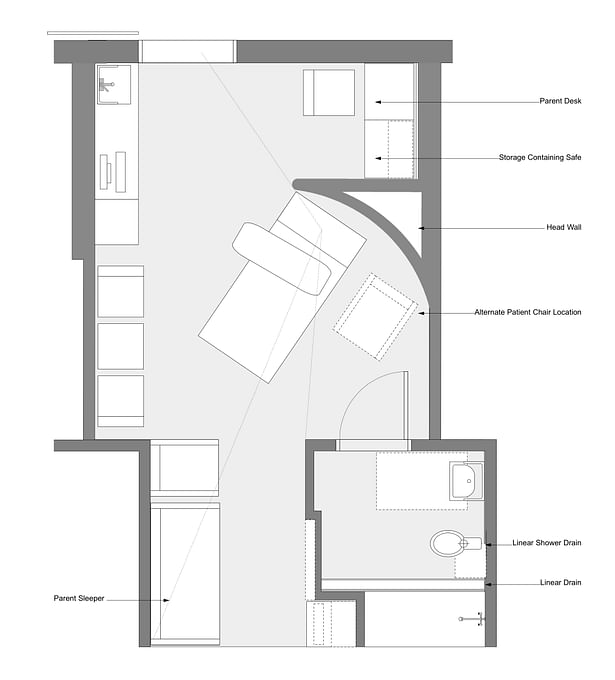 Patient Room Detailed Floor Plan