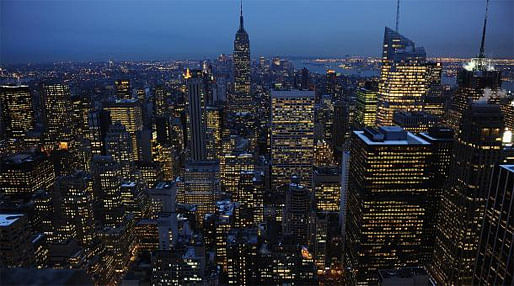 The city skyline is shown during the TIVO launch at Top of the Rock on March 2, 2010 in New York City. (Theo Wargo/Getty Images for TIVO; via marketplace.org)