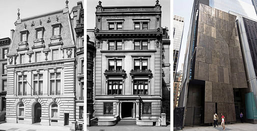 The Blumenthal house, left, and the Barbour house, center, both on 53rd, fell for MoMA. The museum has plans to raze the American Folk Art Museum. 