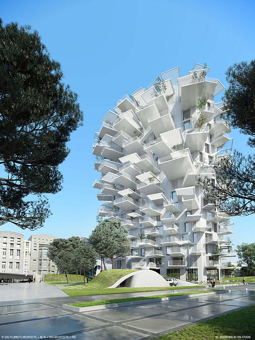 White Tree in Montpellier, France, designed by Sou Fujimoto Architects; Laisné Roussel; OXO Architectes. Image: Sou Fujimoto Architects + Nicolas Laisne Associates + Manal Rachdi Oxo Architects