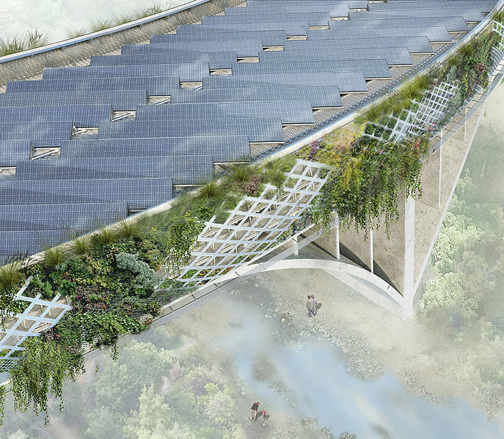 View from above of Michael Maltzan's proposed Arroyo Seco bridge overlay. Image: Michael Maltzan Architecture