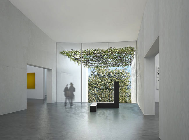 The Nancy and Rich Kinder Building third floor galleries and garden view. Courtesy of Steven Holl Architects 