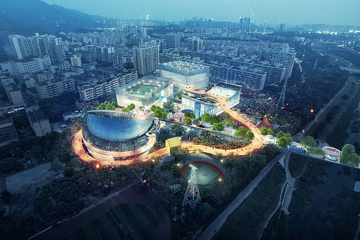 MVRDV + Zhubo Architecture Design's winning scheme for the Xili Sports and Cultural Center. Image © MVRDV.
