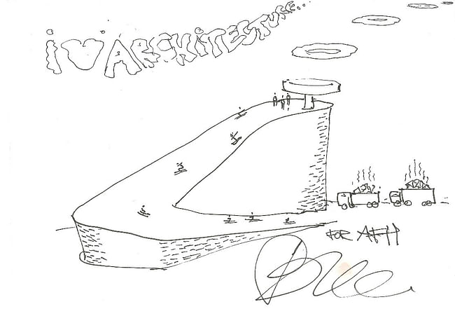 Bjarke Ingels | BIG, Waste to Energy Plant. 4/24/12, pen on envelope, 5.75 x 7.75