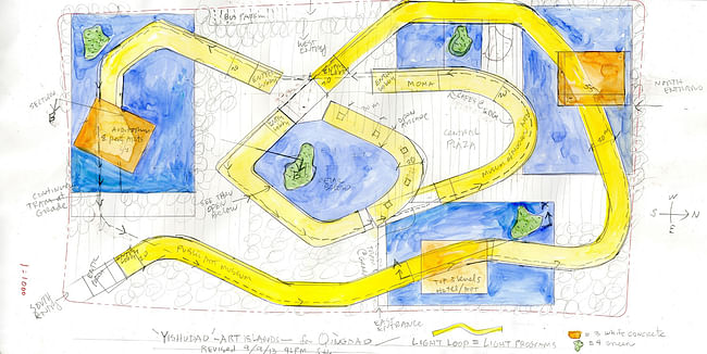 Revised Drawing of Yishudao/Art Islands and Light Loop. Image: Steven Holl Architects. 
