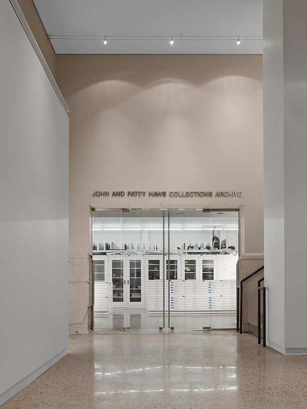 The main entrance into the art collection archive. Most institutions would not allow this visual connection. Because this is a teaching institution, seeing behind the scenes is part of the education.