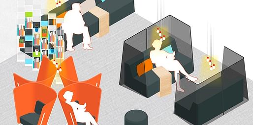 A design sketch by Ideo for 'the Hub,' a waiting room with maximized privacy via 'nesting spaces.' Credit: Ideo / Planned Parenthood