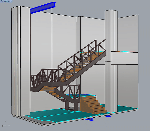 3D model of the steel staircase structure
