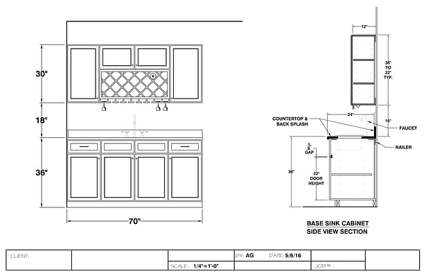 Millwork, casework cabinet and interior design shop drawings