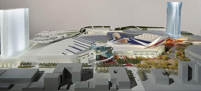Design of the Los Angeles Convention Center expansion by Populous and HMC Architects. (Image via Mayor Eric Garcetti's Facebook)