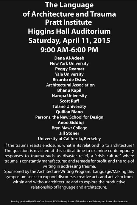 The Language of Architecture and Trauma Symposium Pratt Institute