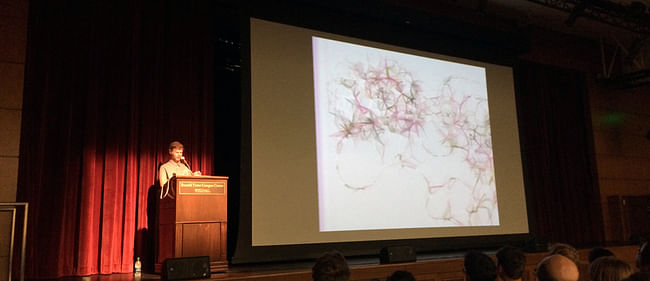 Casey Reas' keynote lecture. Photo by Anthony Morey.