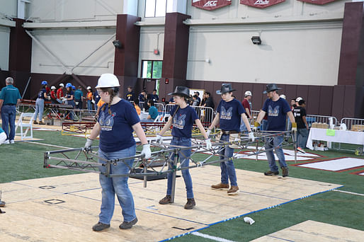 A team from Oregon Tech demonstrates its design for an animal bridge in neighboring Washington. Image courtesy AISC.