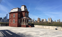 A full-scale replica of the "Psycho" house touches down on the roof of the Met