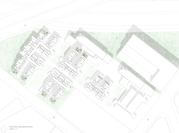 third floor plan of the residential section of the community