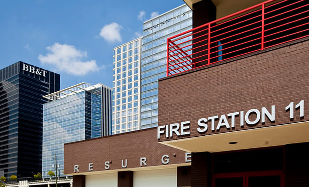 Detail of entry awning with Atlantic Station in background