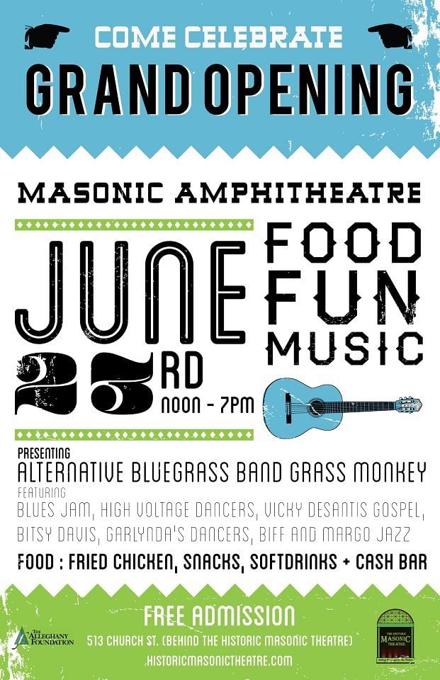 Grand opening poster for Masonic Amphitheatre by design:buildLAB at Virginia Tech