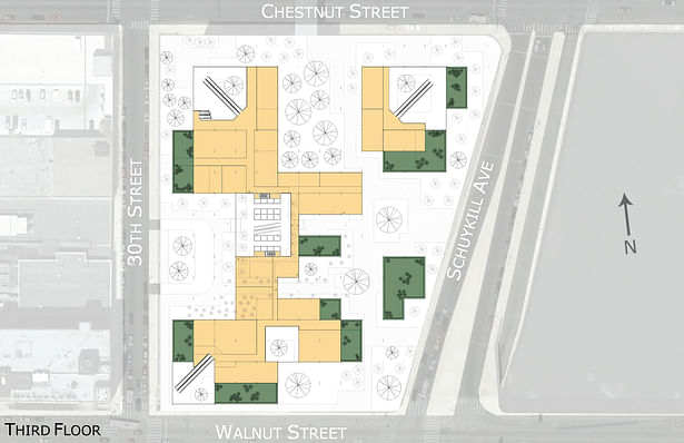 3rd floor plan showing the upper level of the retail portion of the building