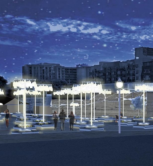 This rendering for an urban park in San Diego was created by NSAD architecture students Greg Tatham, Jimmy Van Vo, Stephen J. Cornelius and Richard Fuller. The team is among four that will be presenting their designs before San Diego’s East Village Association.