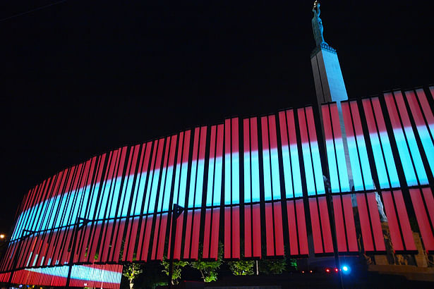 Projections of Latvia flag colors