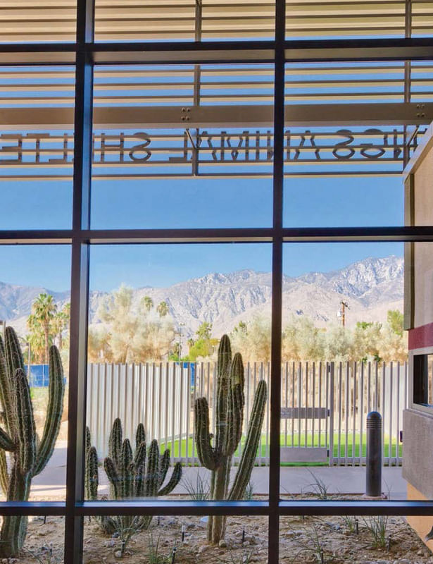 Lobby view toward the San Jacinto Mountains